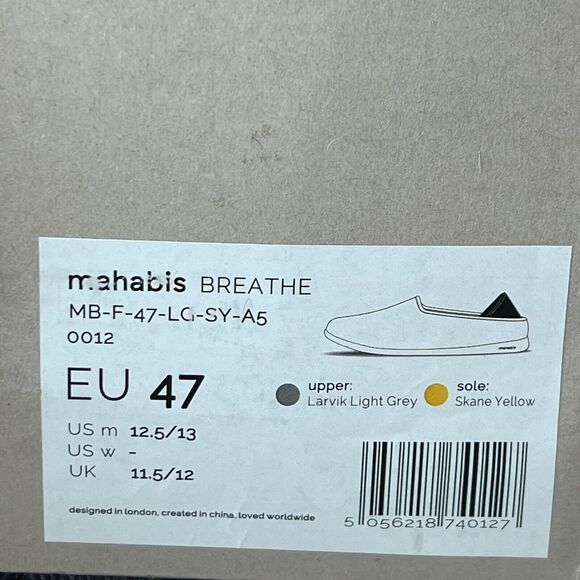 Mahabis Breathe Summer Slip On Slipper Grey/Yellow Men's US 12.5-13 - Picture 9 of 10